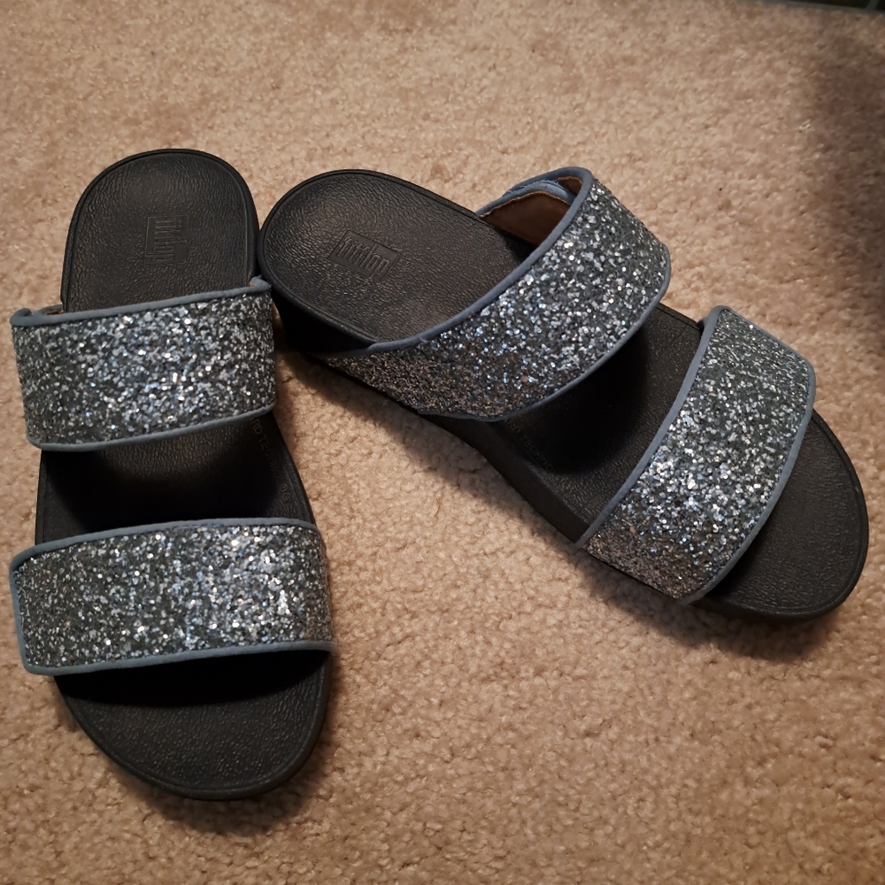 Fitflop glitter, blue sandals size 7